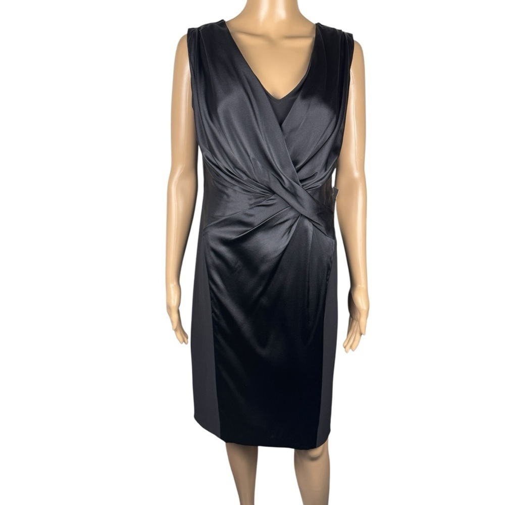 NWT New Vintage Anne Klein Silk Black Sheath Dress Size 2
